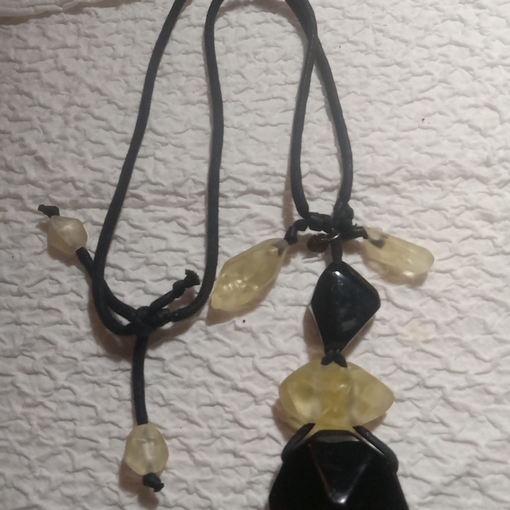 Chic Black And White Lucite Gerda Lyngaarrd Monies Necklace 18"